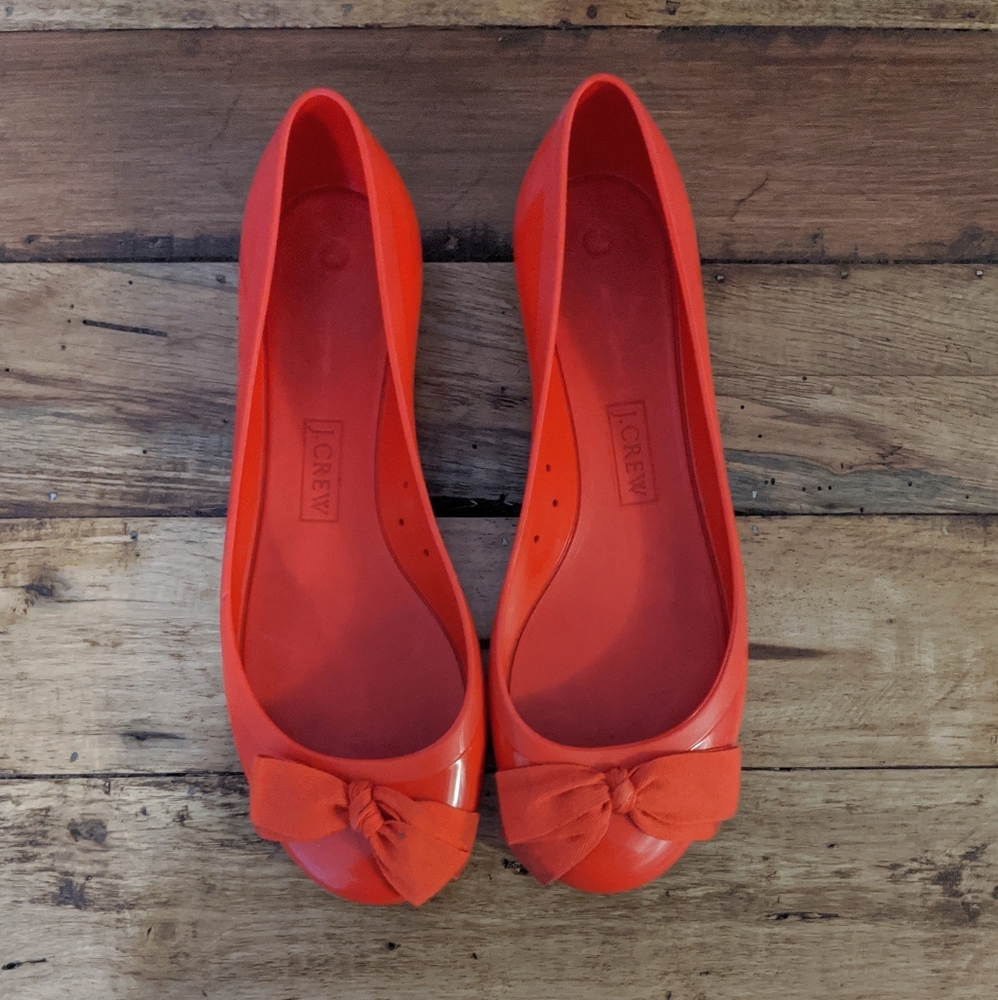 SOLD! J.Crew Red Bow Ballet Flat Jelly